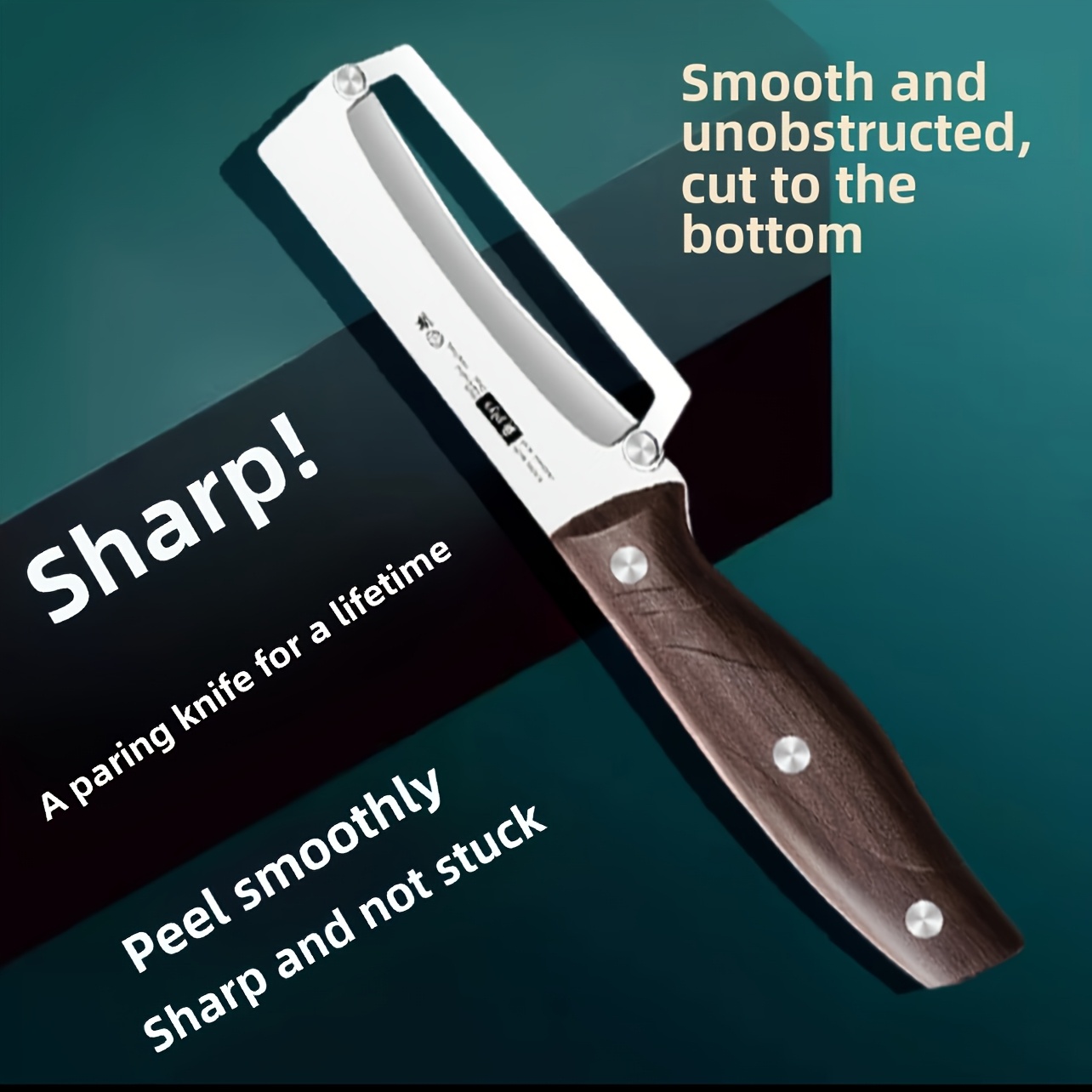 TEMU 1pc Stainless Steel Wood Handle Peeler With Blade - Ergonomic Kitchen Tool For Peeling, Slicing Fruits And Vegetables | Durable & Smooth