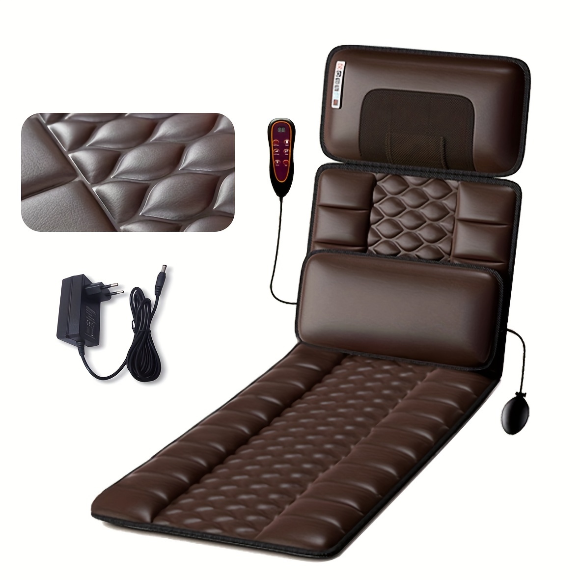 

Full Body Massage Mat With Neck Pressure, 10-zone Vibration, And Waist Hot Compress, Pu Leather Diamond Pattern, European Standard Plug, 220v Plug Powered For Whole Body Relaxation Without Battery