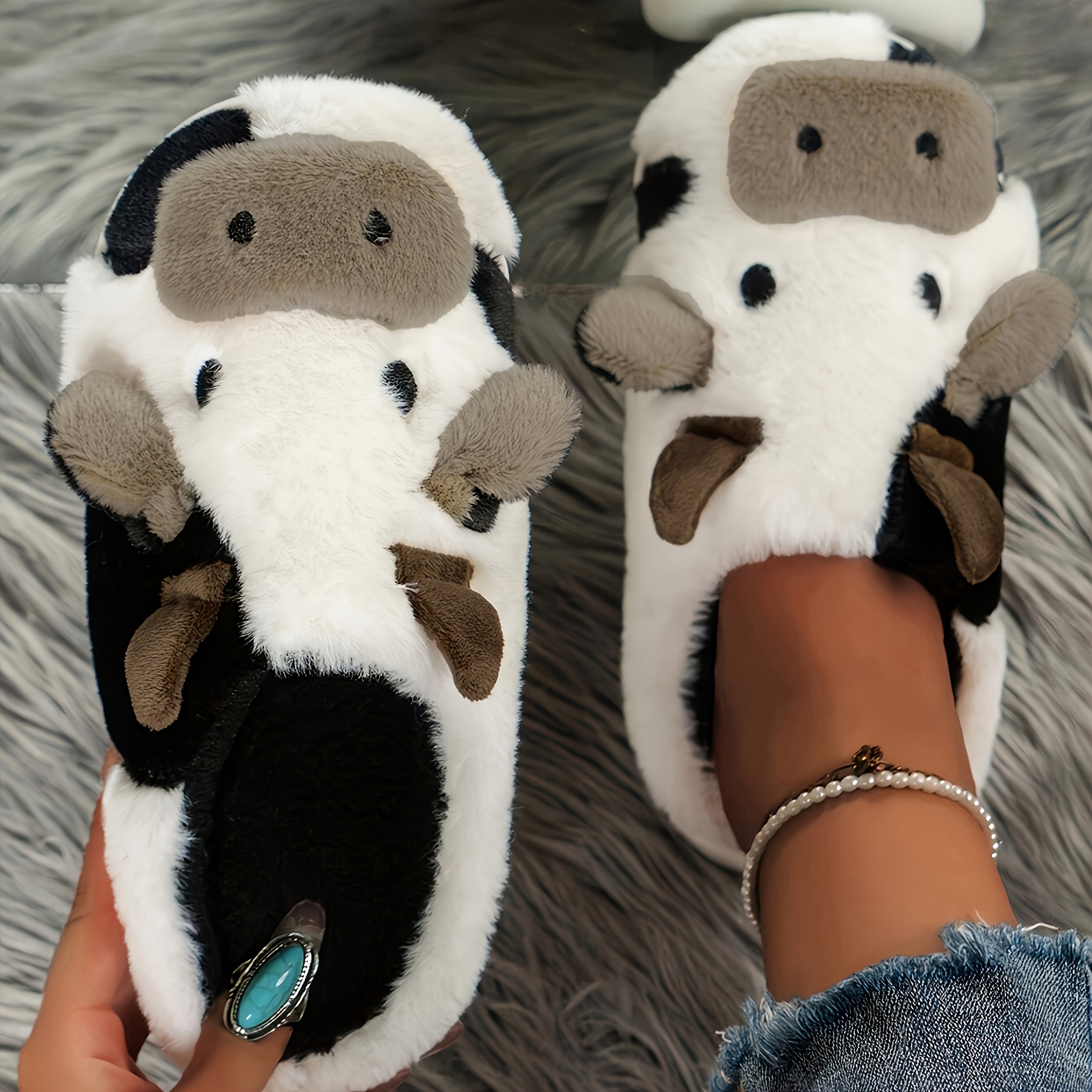Lustige Tier Hausschuhe Damen Herren – Warme Plüsch Pantoffeln Winter Weich & Rutschfest Mit Niedlichen Tieren