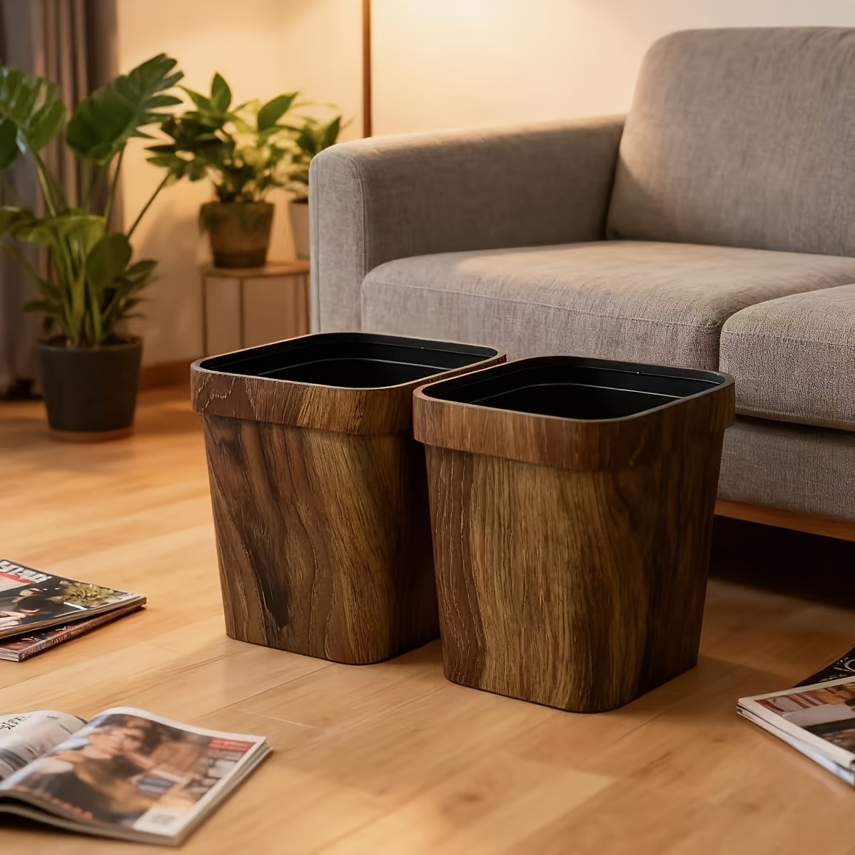 item picture large capacity indoor household trash bin vintage style textured surface attractive   multi purpose trash can