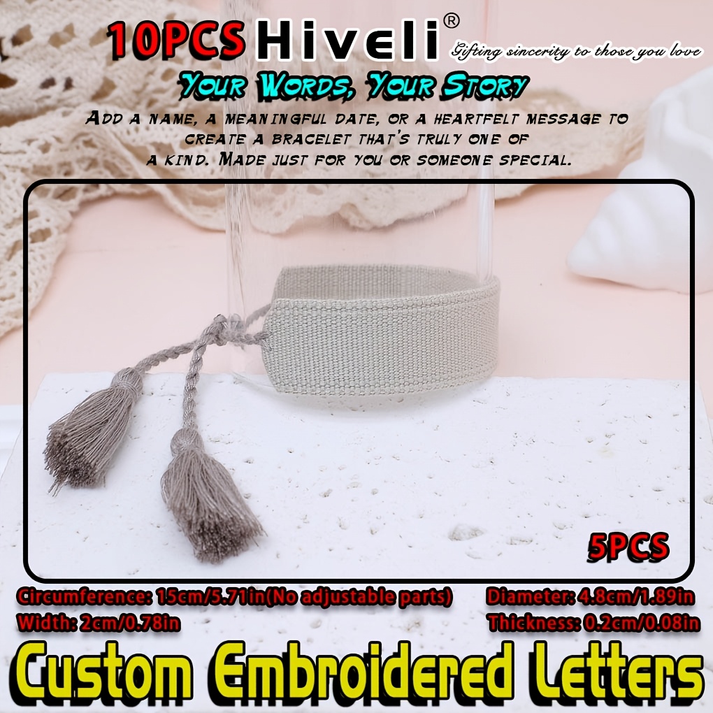 Custom Embroidered Braided Tassel Bracelet with Personalisation
