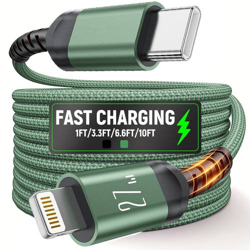 USB-C to Charging Cable for iPhone Charger, Nylon Braided Lightning Charger Cord for iPhone 14 13 12 11 Pro XR XS 8 7 6 , for iPad, .