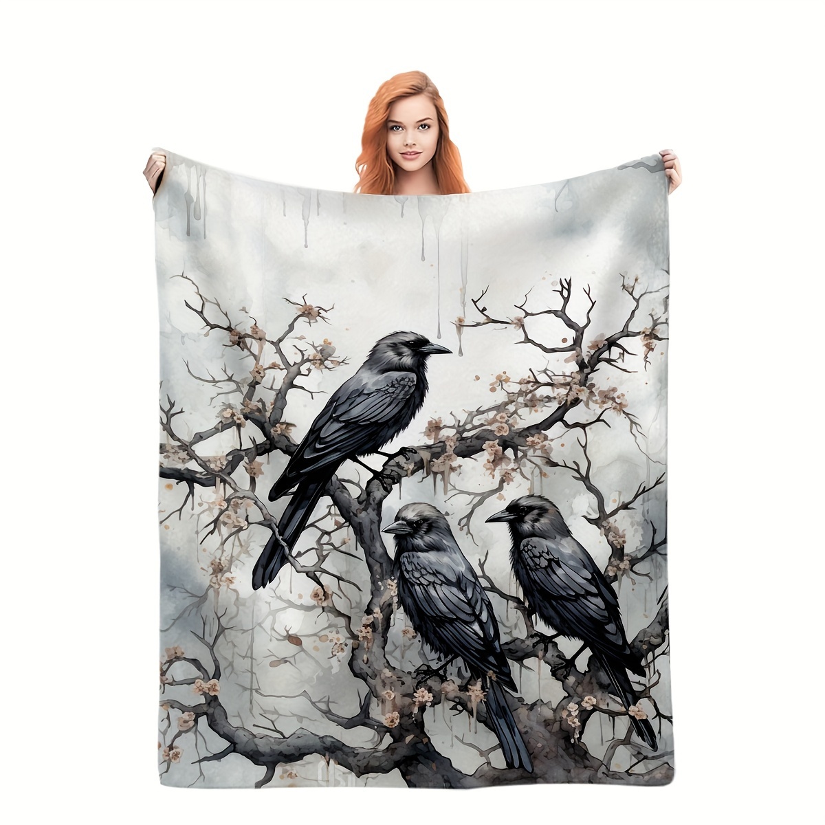 

Soft & Cozy Crow-themed Throw Blanket - , Sofa, Office Bed, And Camping - Gift