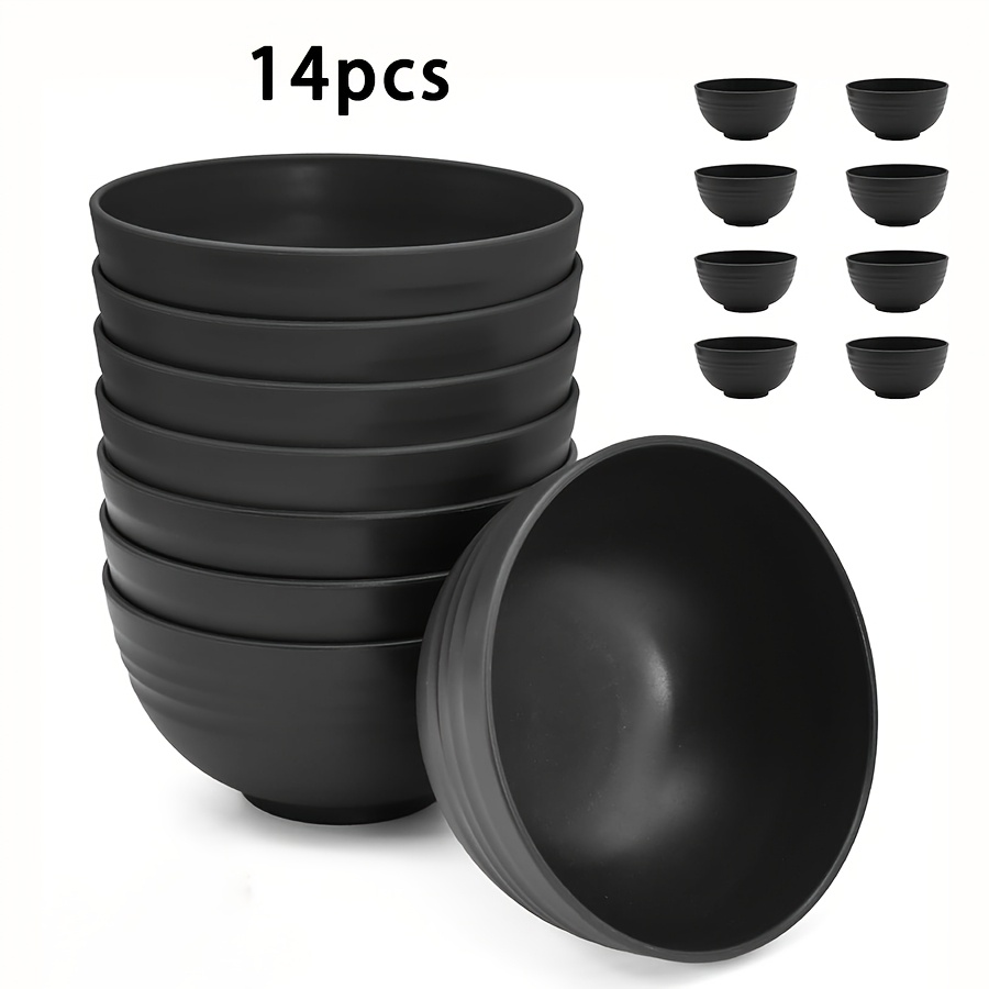 Image of 14/7pcs Plastic Bowl Set, Lightweight Bowl Set, Round 26oz, Nesting, Easy To Store, Reusable Kitchen Unbreakable Bowls, Ideal For Home Kitchen Restaurant Hotel Cafeteria Serving Oatmeal Salad Soup