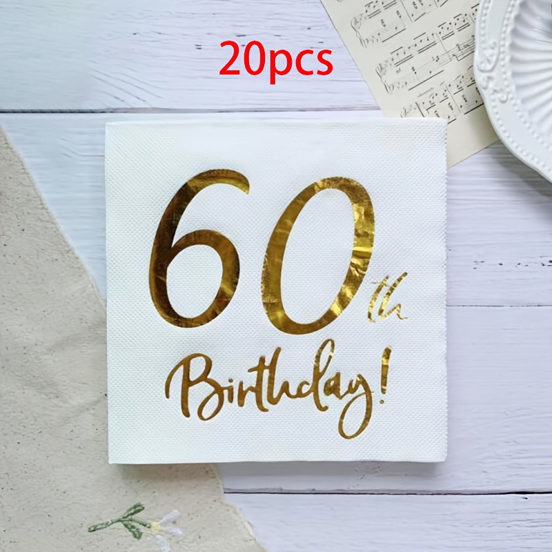 TEMU 20pcs/40pcs/100pcs Black And White 60th Birthday Napkins Cocktail Napkin Black And Cheers To 60 Years Birthday Party Napkins For Men Woman 60th