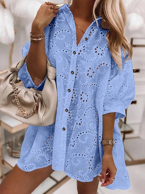 stylish embroidered single breasted versatile shirt for women