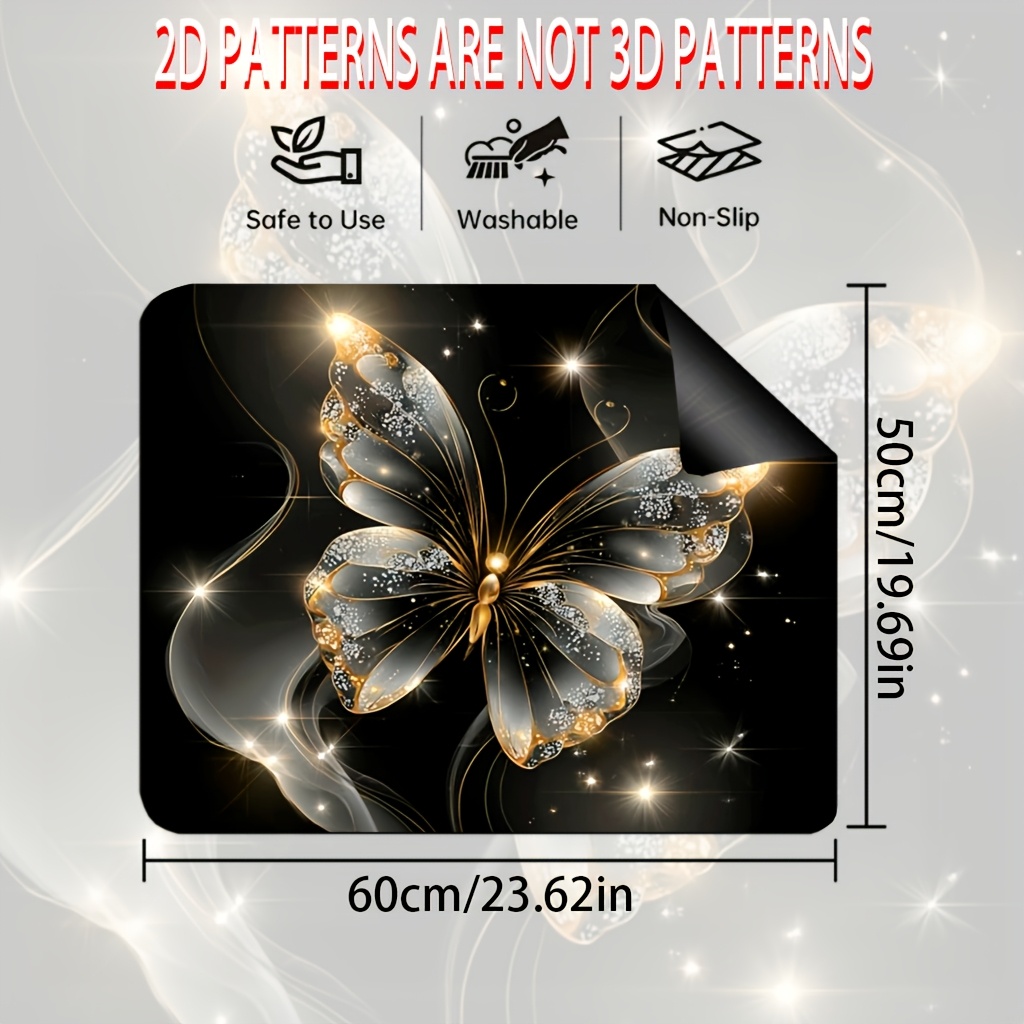 TEMU 1pc, 2d Flat Printing Furnace Top Decorative Mat And Decorative Cover,stove Cover Mat, Elegant Black & Design,multifunctional, Suitable For