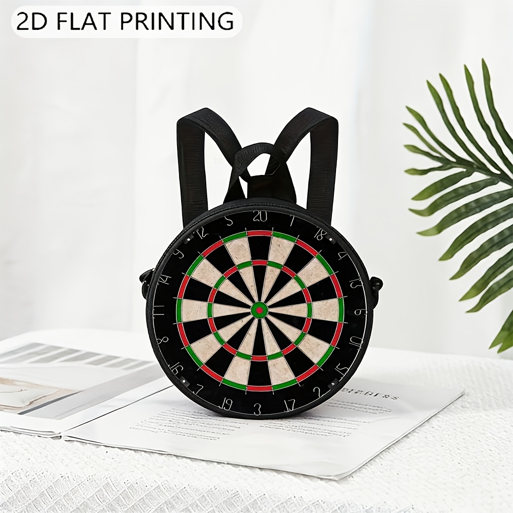 TEMU 1pc 2d Print Round Crossbody Bag,circular Dartboard Number Pattern,women's Casual Purse,women Adjustable Shoudler Strap With Zipper & Top