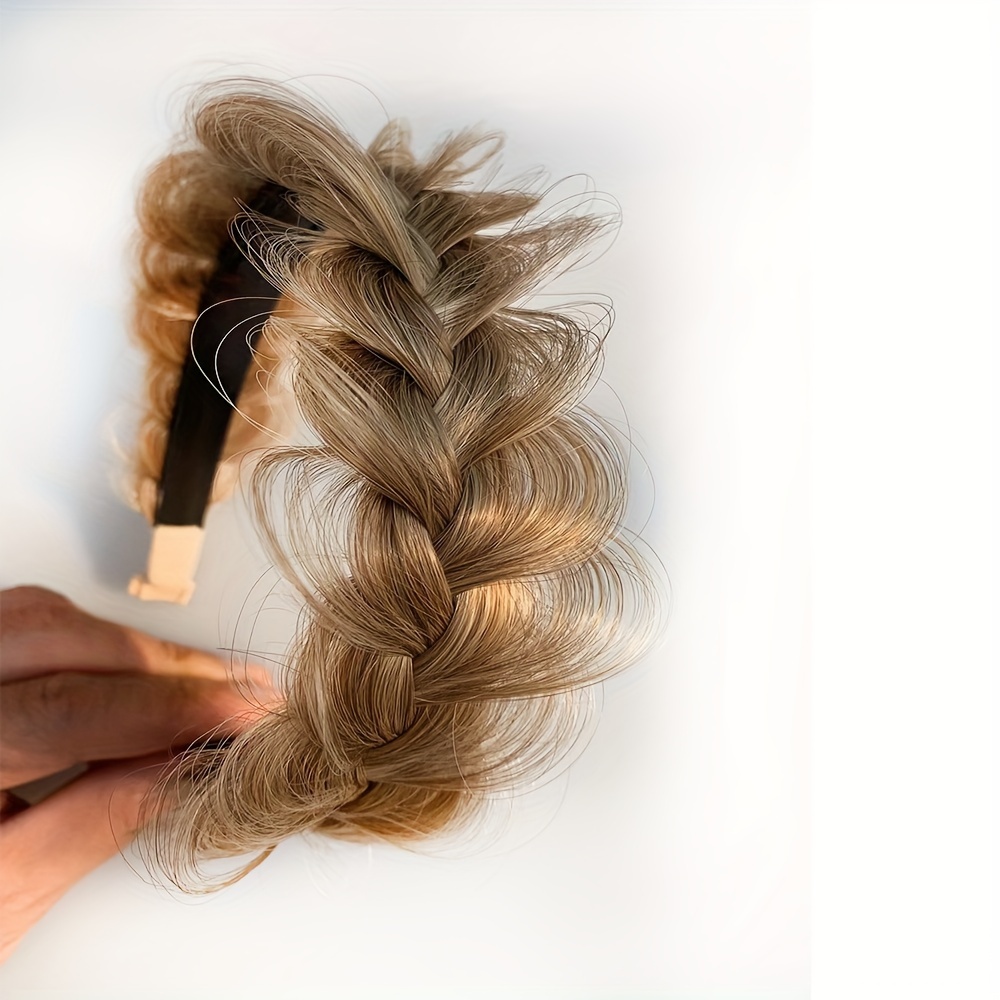 

Elegant Bohemian Style Braided Wig Headband, Non-slip Teeth Design, Hair Accessory For Women