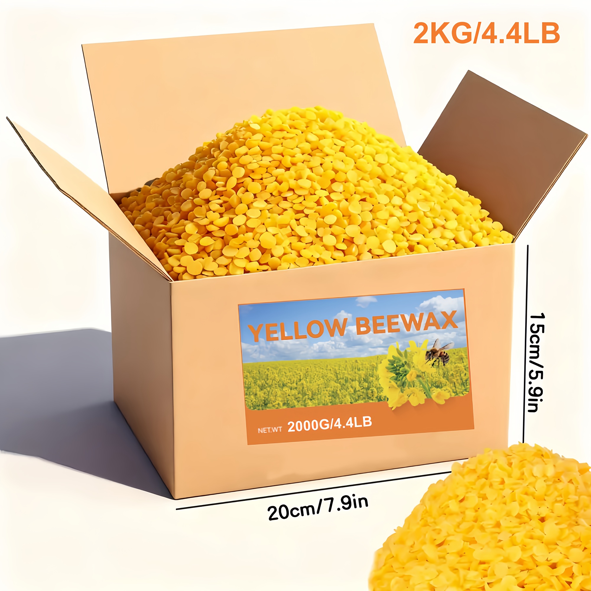 Image of 1kg (2.2 Lbs) / 2kg (4.4 Lbs) Yellow Beeswax, Granulated Beeswax, Candle Making Beeswax, Wax For Pouring Candles, For Handcrafting, Diy Candle Making