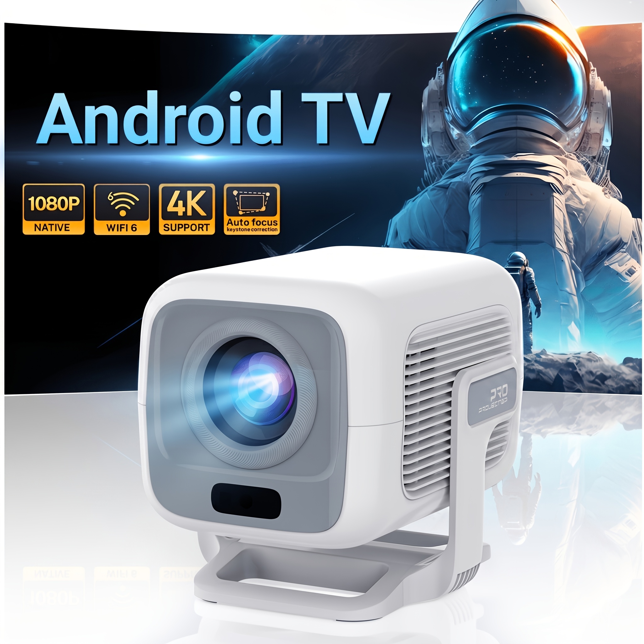 Image of Native 1080p Portable Smart Home Theater Projector- 4k , 14, Wifi6 Wireless 5.4, Throw Ratio 0.8:1, 40"-130" Display, Auto Focus&keystone Correction, For Movies, Gaming, Learning