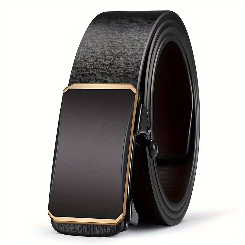 

Leather Belt, Men's Toothless Automatic Buckle Cowhide Belt, Business Casual And Versatile Men's Medium Youth Pants Belt