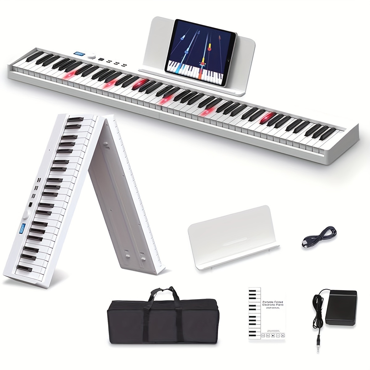 NEW Carry-on 49-Key Collapsible Folding Piano Keyboard, White