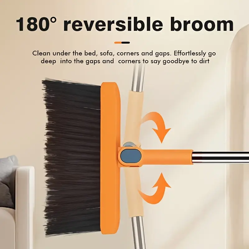household broom set long handled floor cleaning broom dustpan set rotatable broom and dustpan with comb used for removing dust and garbage suitable for homes kitchens rooms offices cleaning tools and back to school supplies Product details 4