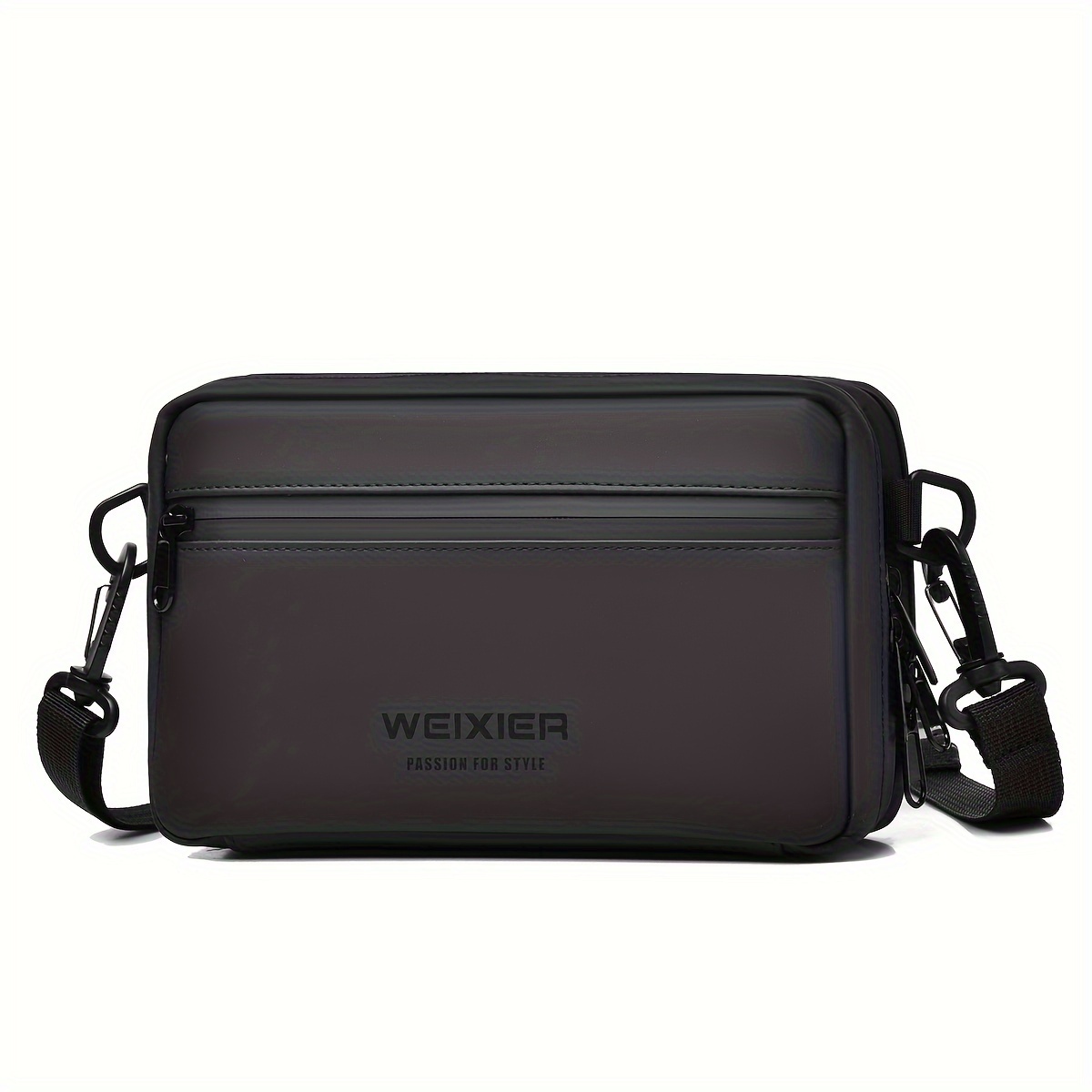 TEMU Weixier Water-resistant Nylon Messenger Bag For Men - Sleek Black, Large Capacity With Adjustable Strap & , Multiple Compartments - Ideal Valentine's Gift For Husband Or Boyfriend