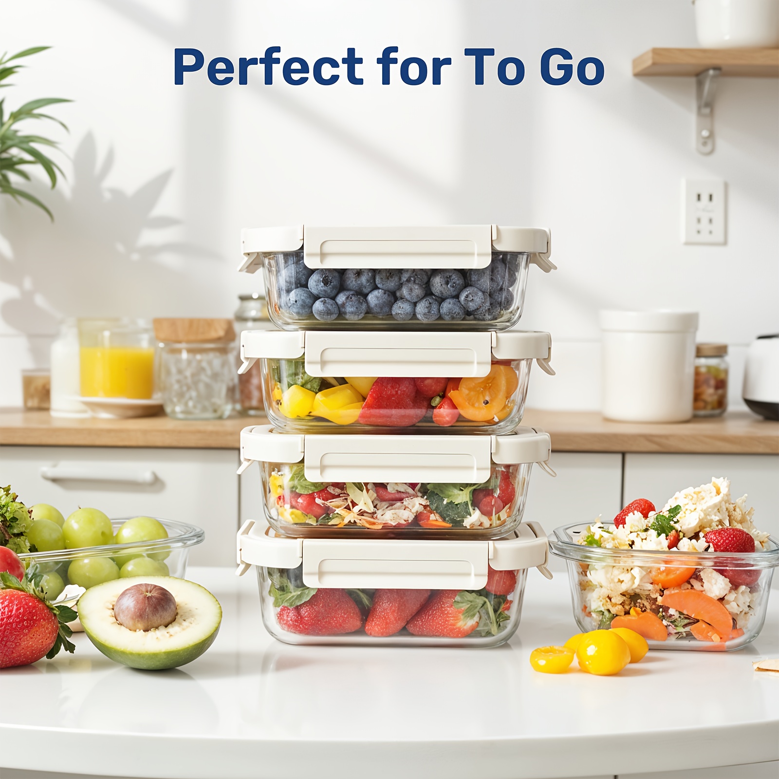 containers for meal preparation made of glass with unique lids safe for food suitable for lunch storage organizing pantry items and   used from   without leaking Product details 2