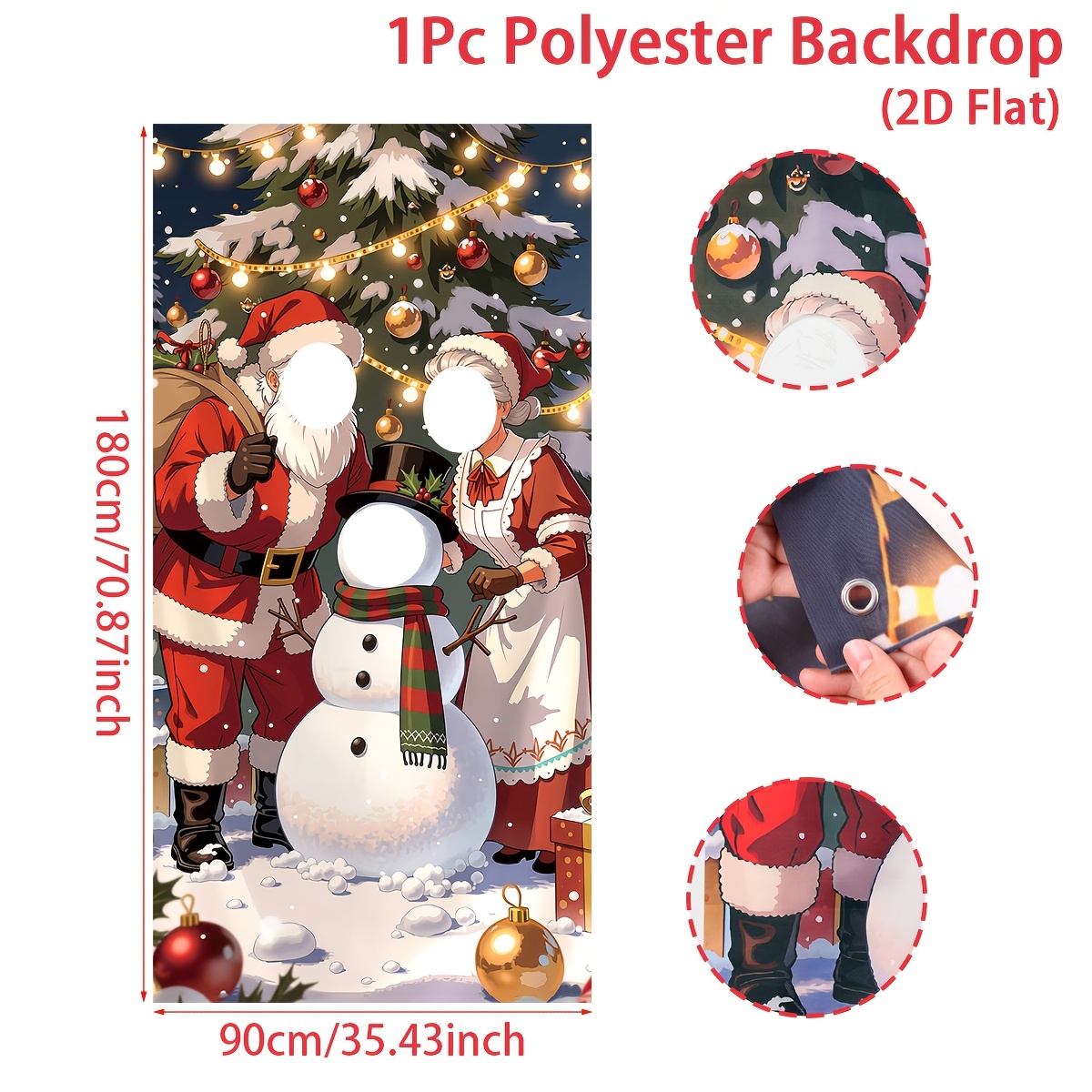 TEMU 2d Flat, 2d Flat - 2d Flat, 2d Flat - 2d Flat, 1pc, Christmas Photo Booth Frame, Santa Claus, Grandma, Snowman And Christmas Tree Patterns Photo