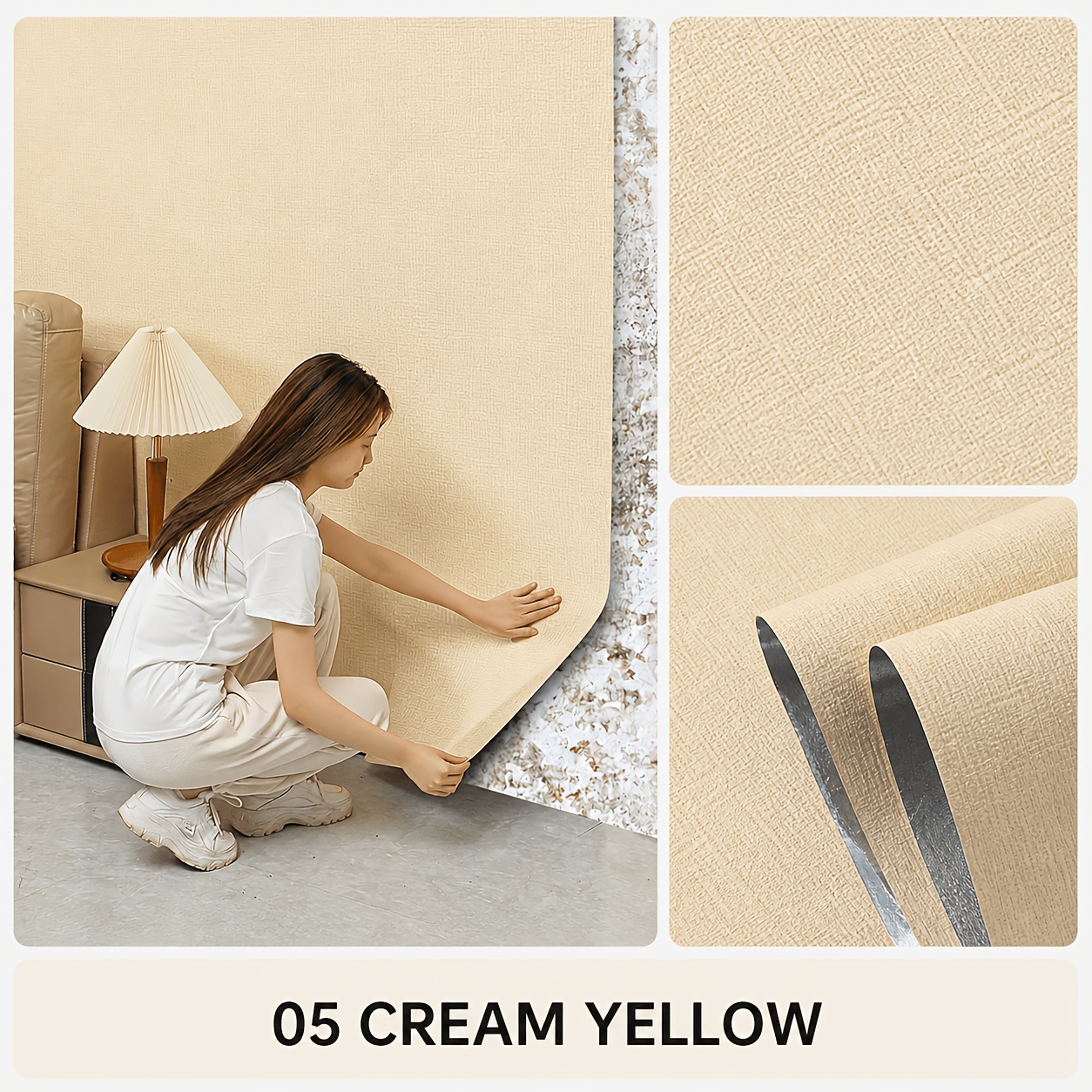 TEMU 1 Rouleau Grande Taille Papier Peint 3D Relief Auto-Adhésif Pelable et Collable Découpable Amovible Sticker Mural Couverture des Fissures Murs