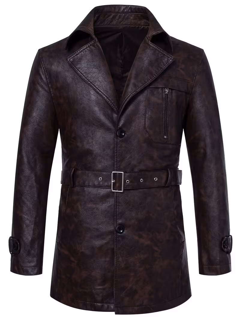 Men’S Windproof Jacket, Mid-Length with a Belted Design Men’S Windproof Jacket, Mid-Length with a Belted Design