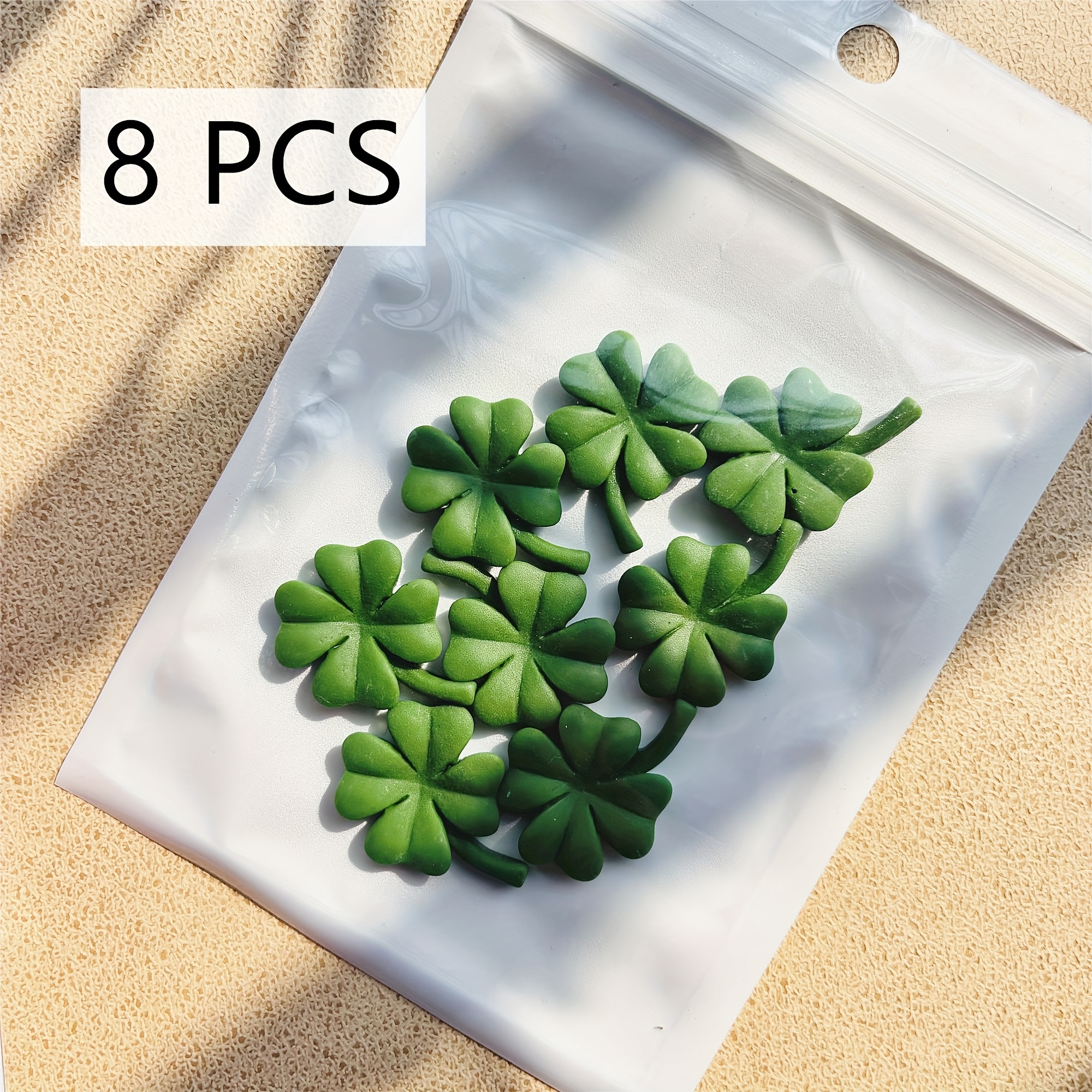 8pcs Small Clover Resin Decorative Stickers, 's Day Diy Charm, Charms, Jewelry Making