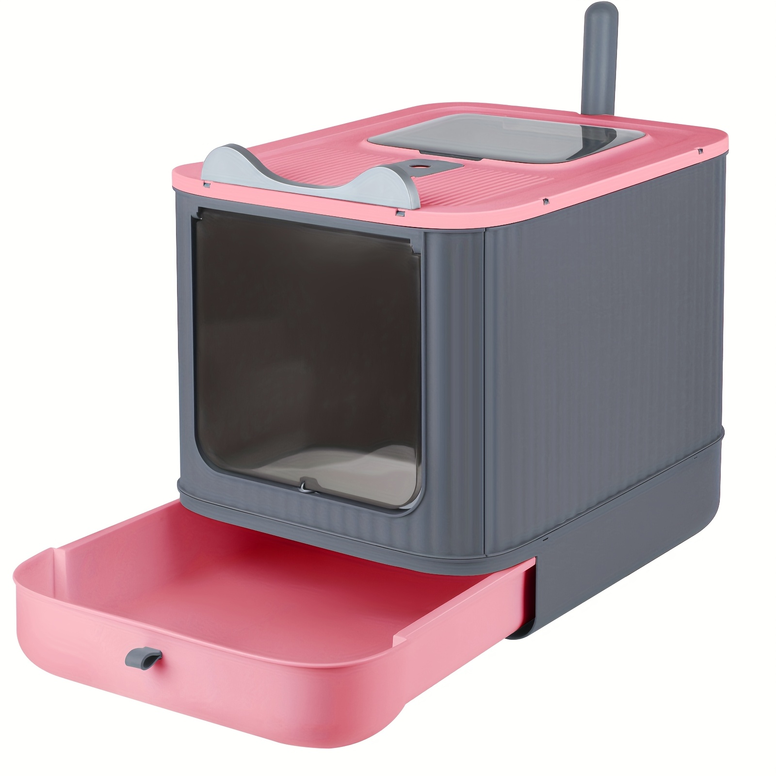 TEMU Halbgeschlossene Katzenklo-Box, Katzen-Toilette, Katzenklo mit Schaufel, mit Schublade, leicht zu reinigen, rosa