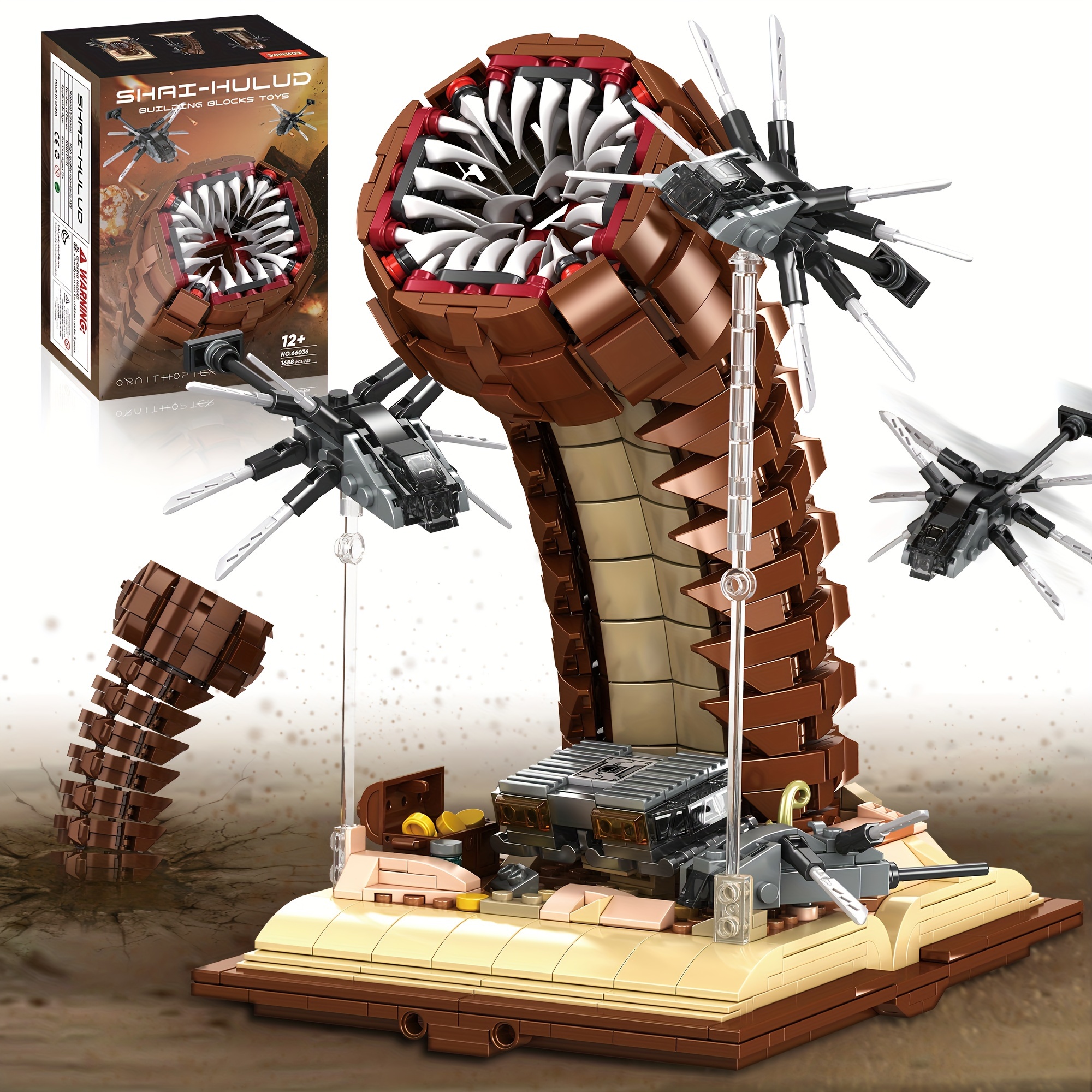 

Sandworm Monster Building Blocks, Equipped With Suspended Ornithopter Building Set Toy, Classic Construction Building Blocks Birthday Gifts For Teens