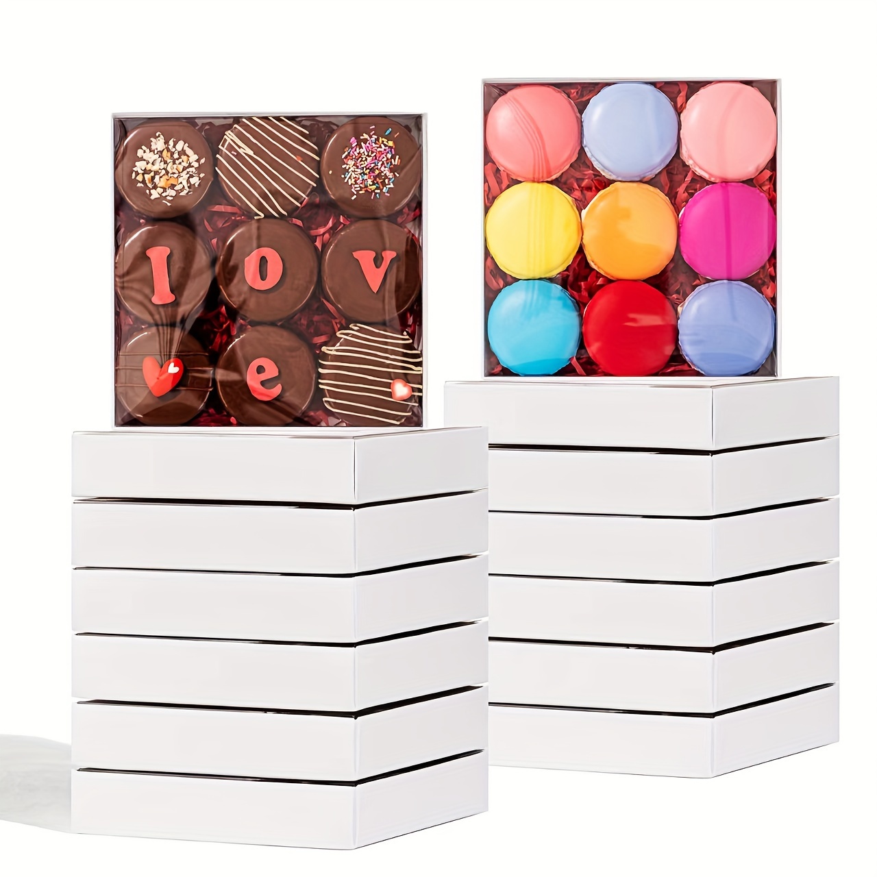 

10/25 Piece 6x6x1.2" Clear Treat Boxes With Lids - Perfect For Cookies, Chocolates, Macarons & More - Ideal For Mother's Day, Weddings, And Parties
