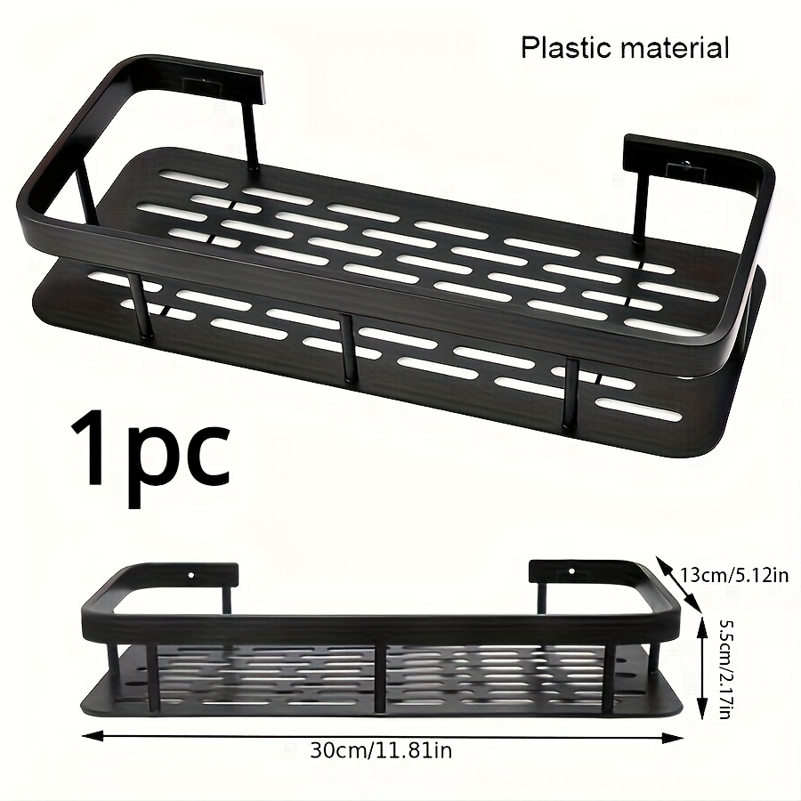 TEMU Wall-mounted Storage Shelves For - No-drill, Quick-install Organizer For Shampoo, Soap, Accessories - Plastic, Space-saving Design, Compatible With Multiple Surface Types