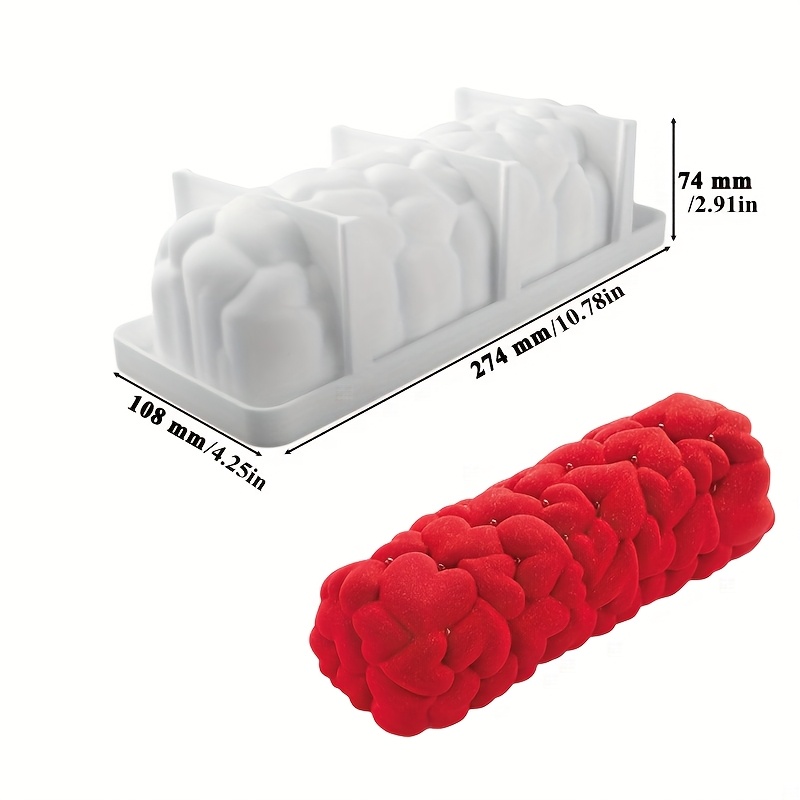 Christmas Valentine's Day Rectangular Main Mold, Heart-shaped Mousse Baking Silicone Mold, Baking Tool For Parties, Weddings, And Gatherings