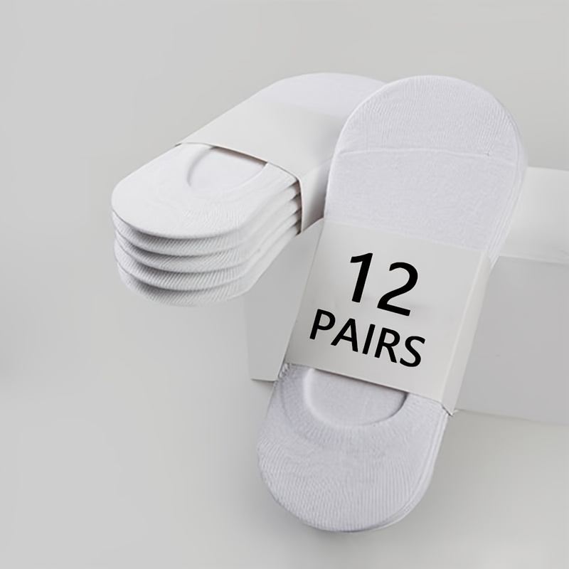 E-shop 12 Paar Herren Unsichtbare Socken Weich Bequem Schweißabsorbierend Rutschfest Keine Fersenabdrücke Perfektes Geschenk für Familie und Freunde,