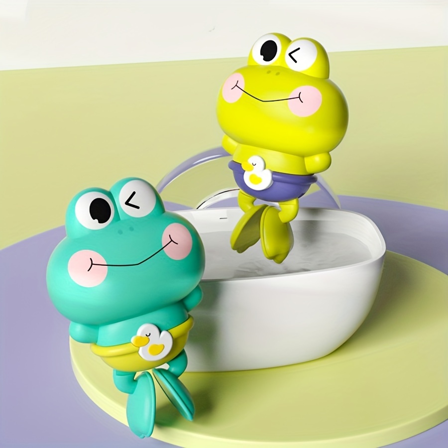 1pc Cute Wind-Up Animal Frog Water Spray Toy, 12.5cm Plastic Bath Toy with Water-Squirting Head for Shower and Swimming Pool Fun, Available in Pink, Blue, Green