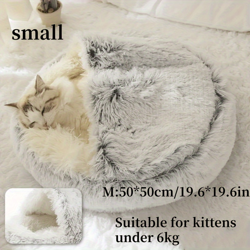 Universal Plush Round Hooded Pet Mattress | Warm, Fluffy, And Soft For Cat And Dog Bed For , Ideal For Small For Cats And Dogs, By Hzzjpet