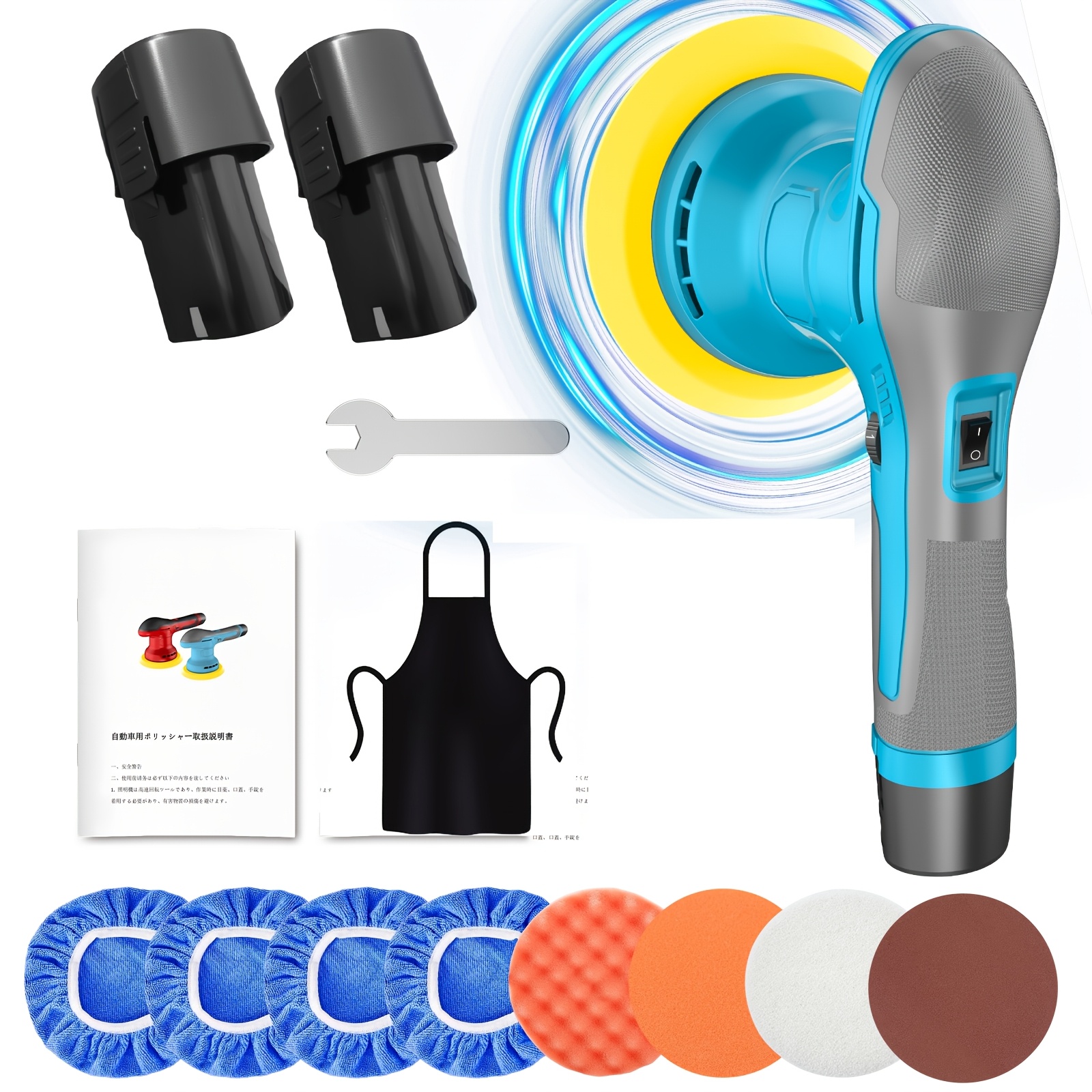 Image of Cordless Car Buffer Polisher, Car Polishing Kit With 2 Batteries, Orbital Buffers With 6 Variable To 5800rpm, Portable Polisher For Car Detailing Waxing Polishing Scratch Removing