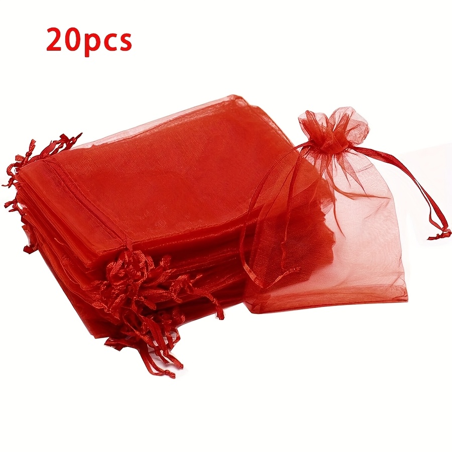 Gift For Her/him 20/50pcs Of Solid Color Organza Drawstring Candy Bags For Weddings And Parties, Cosmetic Gift Packaging Bags, Mesh Bags, And Jewelry Storage Pouches, Christmas, Halloween