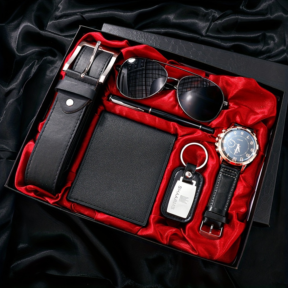 

6 Pcs Women's And Men's Watches, High-end Luxury Gift Box, Wallet Belt, Keychain, Pen Set, Business Fashion Clock Gift, Best Gift For Friends And Family On New Year's Day And Christmas