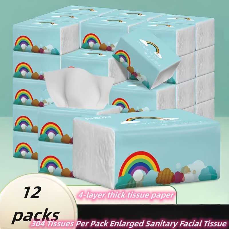 

12pcs, Total 3648 Sheets, Wood 4-layer Paper, Suitable For Home, Restaurant, Hotel, Travel, And Car Use, Facial Tissues, -friendly Toilet Paper, Cleaning Supplies, Gadgets, Christmas Supplies