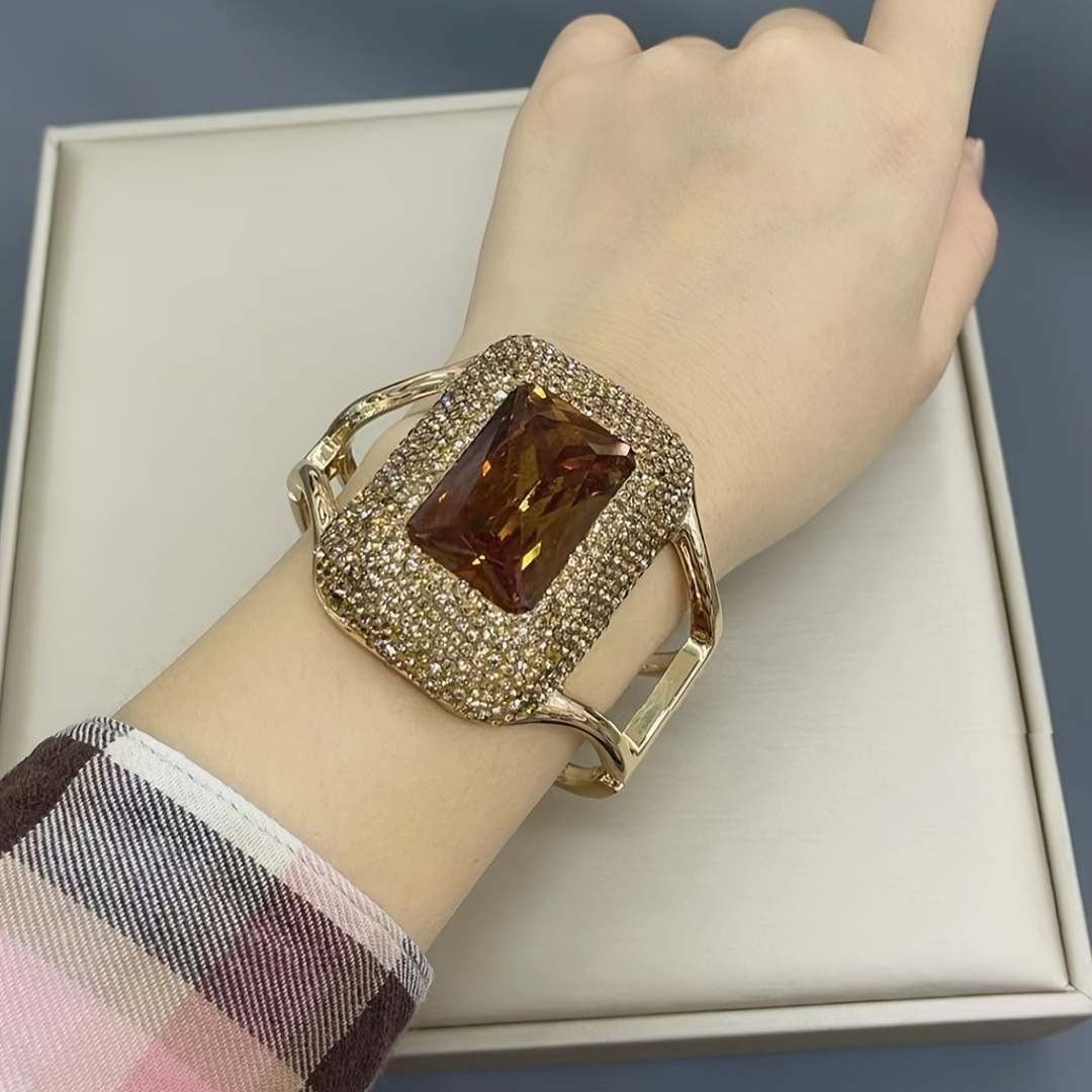 Image of Elegant Stone Women's Cuff Bracelet Large Opening Personality Luxury Lady Banquet Party Exquiaite Jewelry