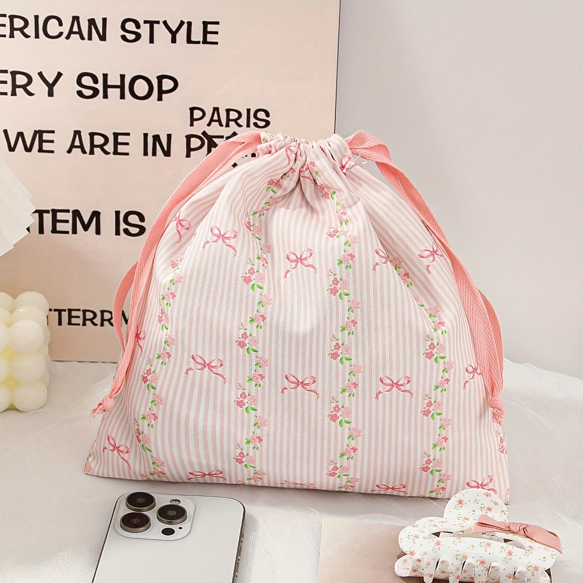INVODA 2er Set Kosmetiktaschen Mit Kordelzug – Reise-Make-up-Tasche Für Damen In Rosa & Rot