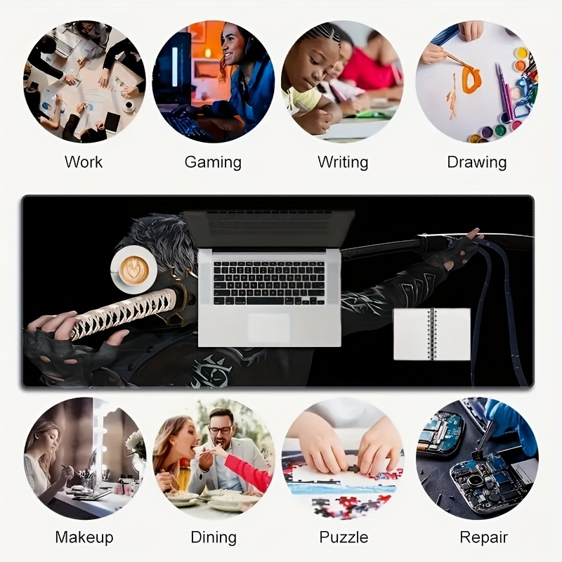 1pc extra large thick anti slip mouse pad suitable for office and home use sizes with high density rubber base precise tracking cartoon minimalist landscape design details 2