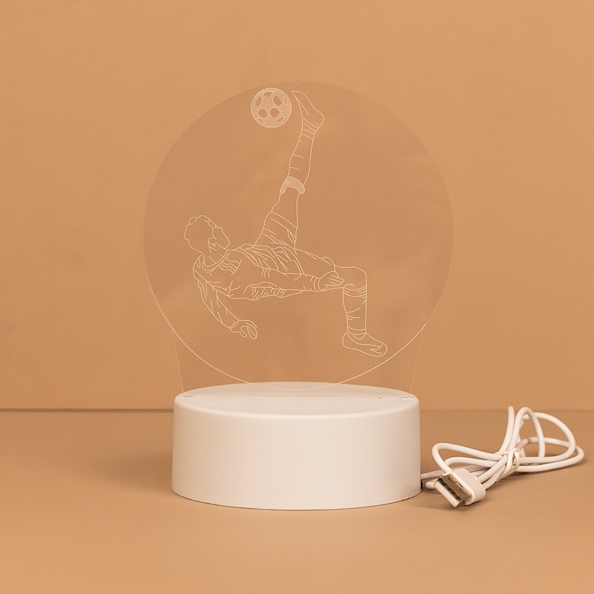 TEMU 1-pack Usb Creative Illuminated Soccer Ball Night Light, Creative Kicking Soccer Ball Table Lamp, Bedroom, Living Room, Study Decorative Light,