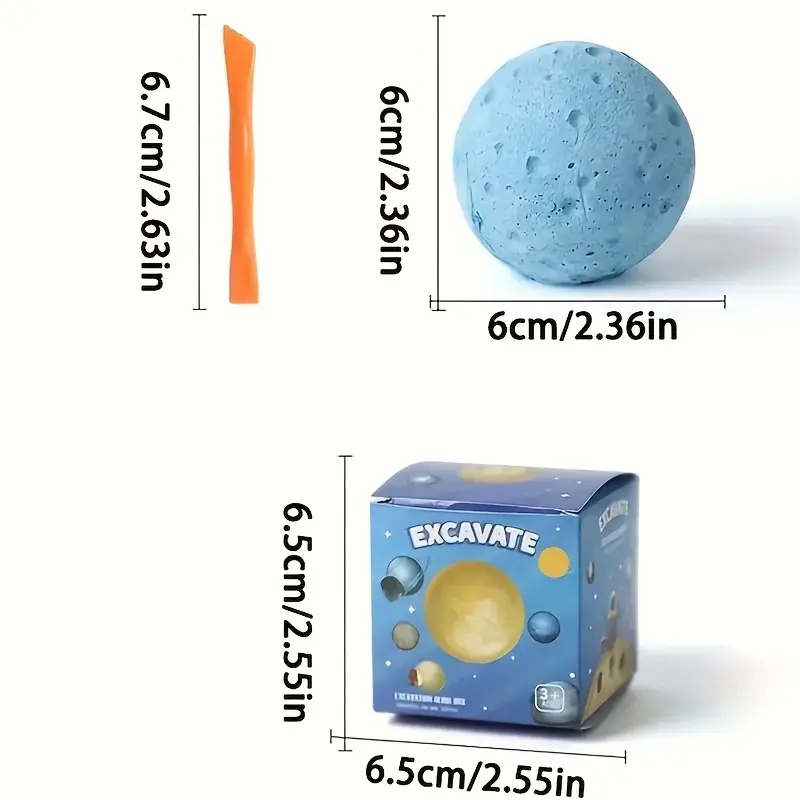 1pc Kids Excavation Kit - Diy Crystal And Synthetic , Educational Treasure Hunt Toy, Blue Novelty Gift. Planet . Educational Toy For Boys And Girls