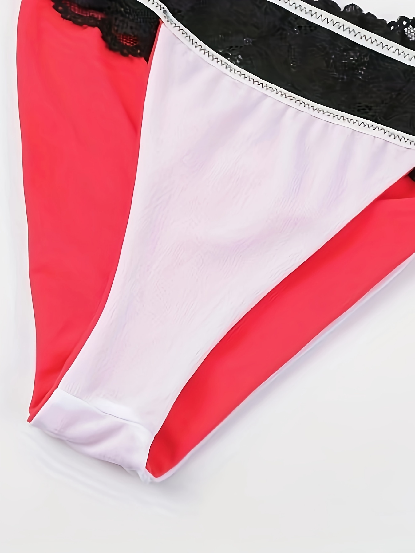 Lace Trim Contrast Color Halter Neck Bikini Sets Drawstring - Temu Canada
