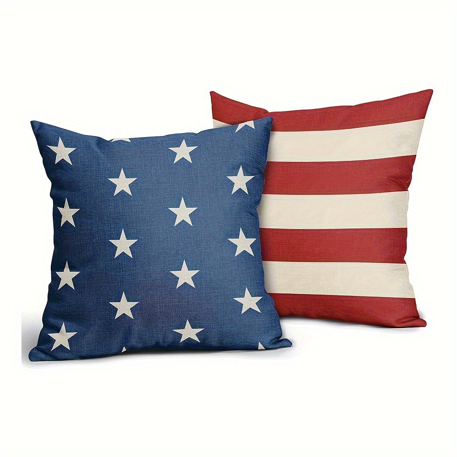 

[customer ] 2pcs Set Patriotic Linen Pillow Covers - & Red Stripes, 4th Of & Decor, Zip Closure, Machine Washable, Fits Room Styles, 16x16/18x18/20x20 Inches (pillow Not Included)