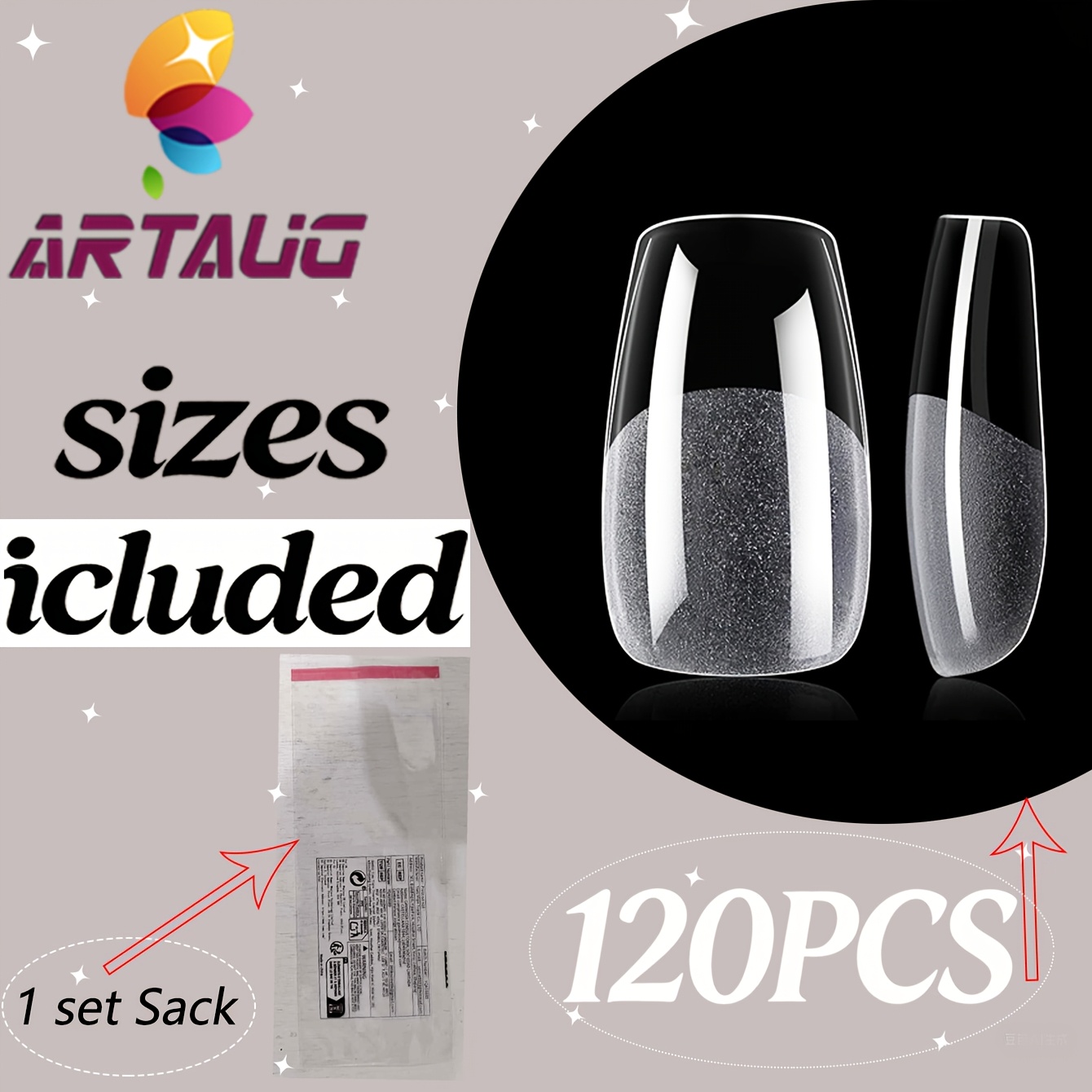 Image of 121pcs (120 Transparent Nails+1 Packaging Bag) Premium Mid To Long Coffin Shaped Acrylic Soft Glue Nail Semi Matte Full Coverage Transparent Pre Suitable For Nail Extension Home Use