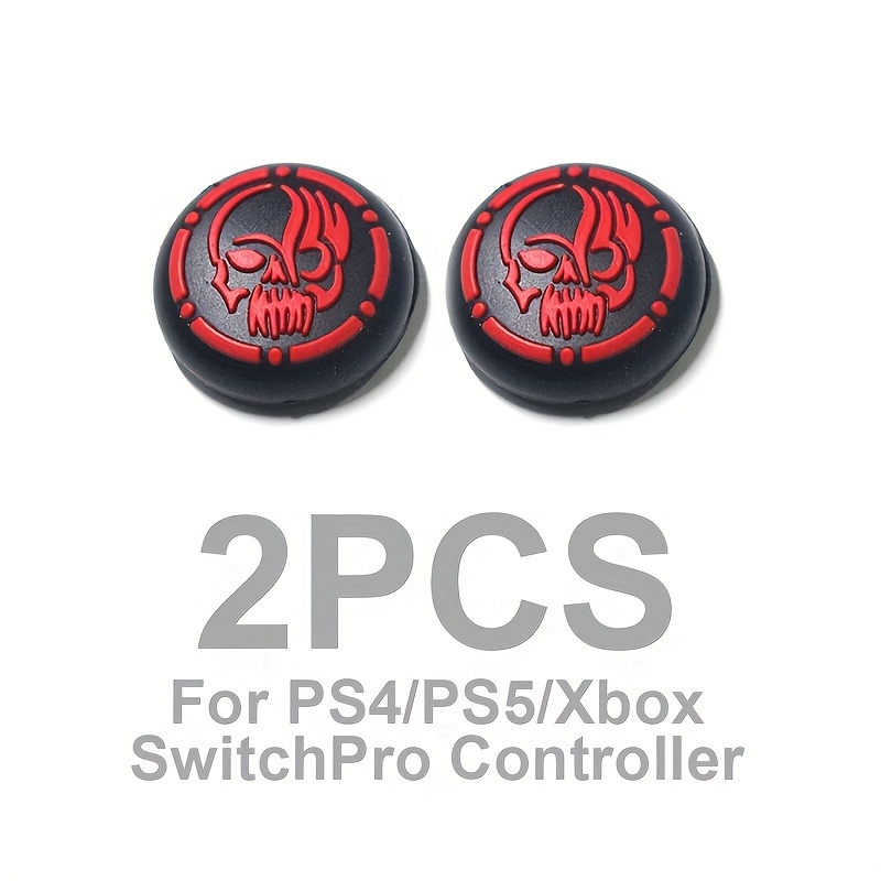 TEMU Tapas de Joystick con Diseño de Calavera y Blanca, Accesorios Festivos para Controladores PS4//PS5/SwitchPro