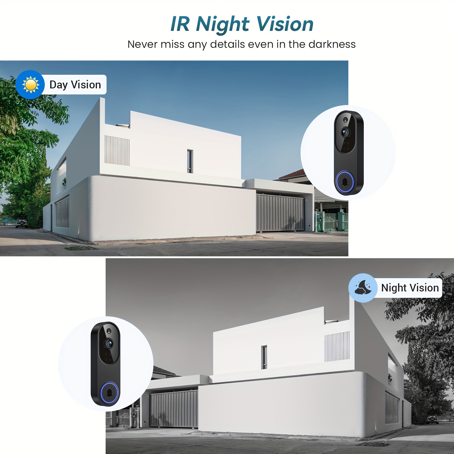 1920P Wireless Wi-Fi Video Doorbell Camera with Two-Way Audio & Night Vision