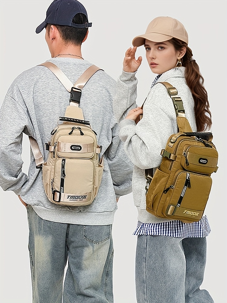 unisex chest backpack large capacity convertible crossbody handheld waist pack with multiple compartments padded shoulder straps waist clip for outdoor hiking gym travel durable casual outdoor bag 18 colors backpack for travel hiking essentials stylish outdoor gear secure zipper closure details 31