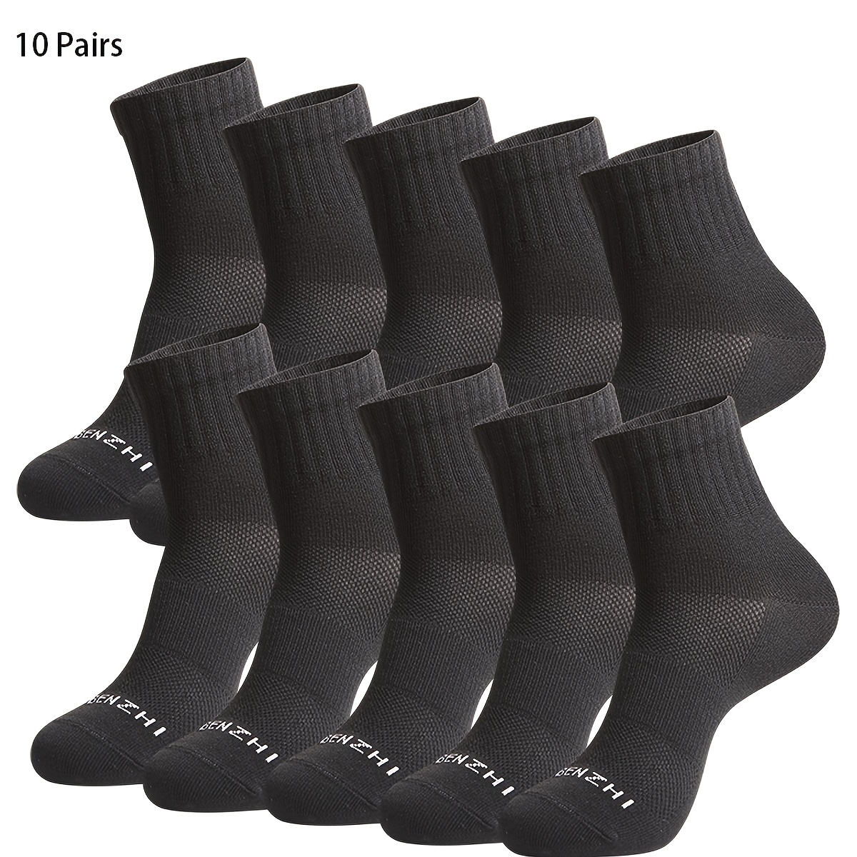 TEMU 10 Pairs Men And Women Quick Dry Breathable Short Socks For Casual Sports Running Daily Wear Socks