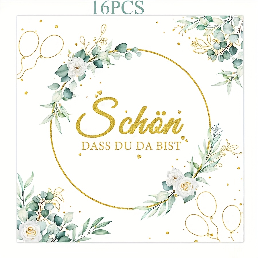 Image of 16/50 Paper Towels, Soft Eucalyptus Leaf Printing, Suitable For Parties, Birthdays, Carnival Music Festival, Christmas Is Ready, | Elegant Design | Soft Texture