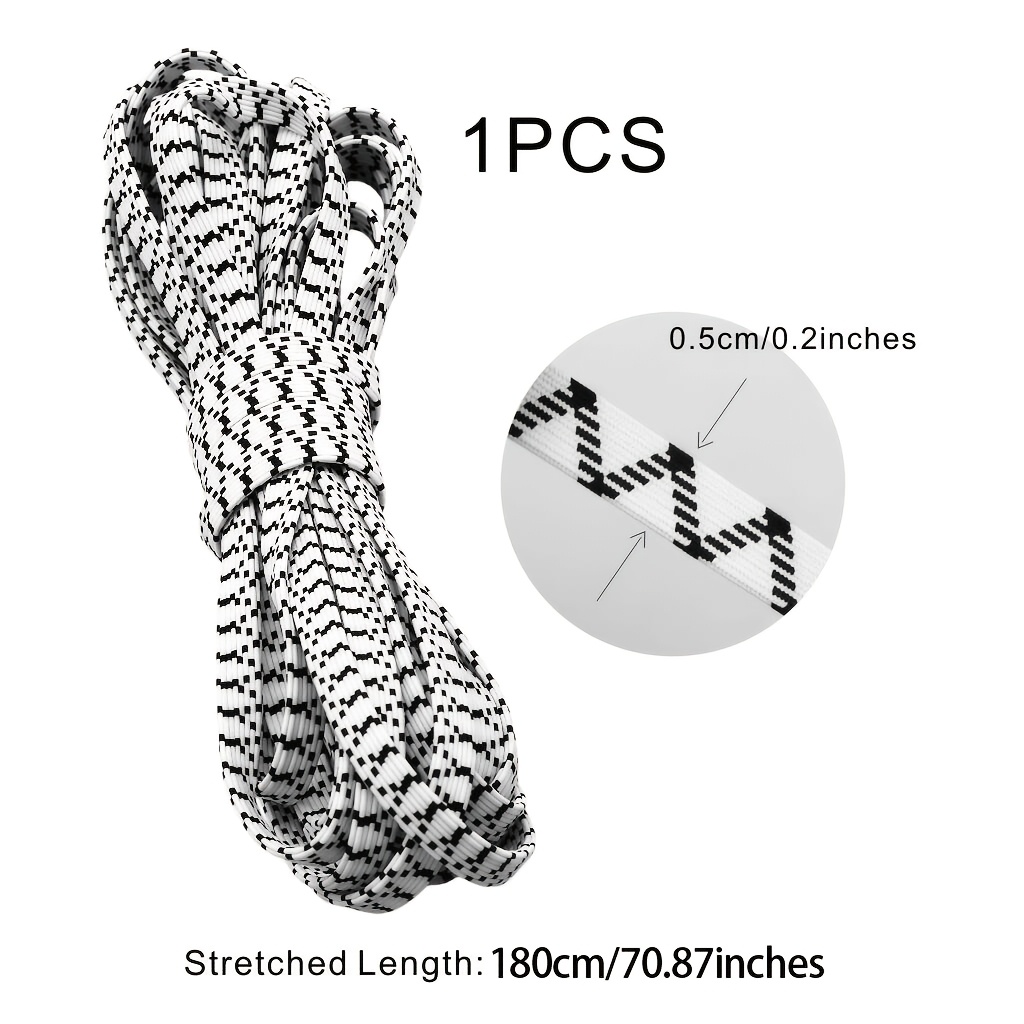 TEMU Household Thickened Elastic Rubber Bands, 0.5cm Wide X Long, Black And White Stretch Cord, Apparel Accessory Waistband, High-elasticity